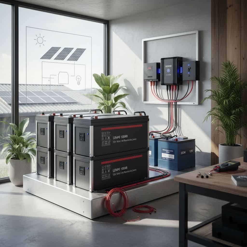 How many batteries do I need for a 400-watt solar system 1