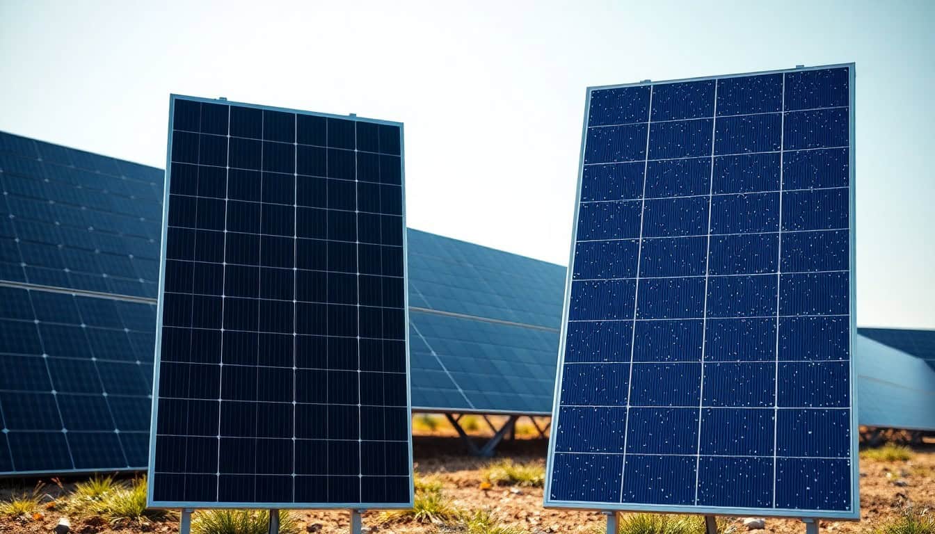 monocrystalline vs polycrystalline solar panels side by side