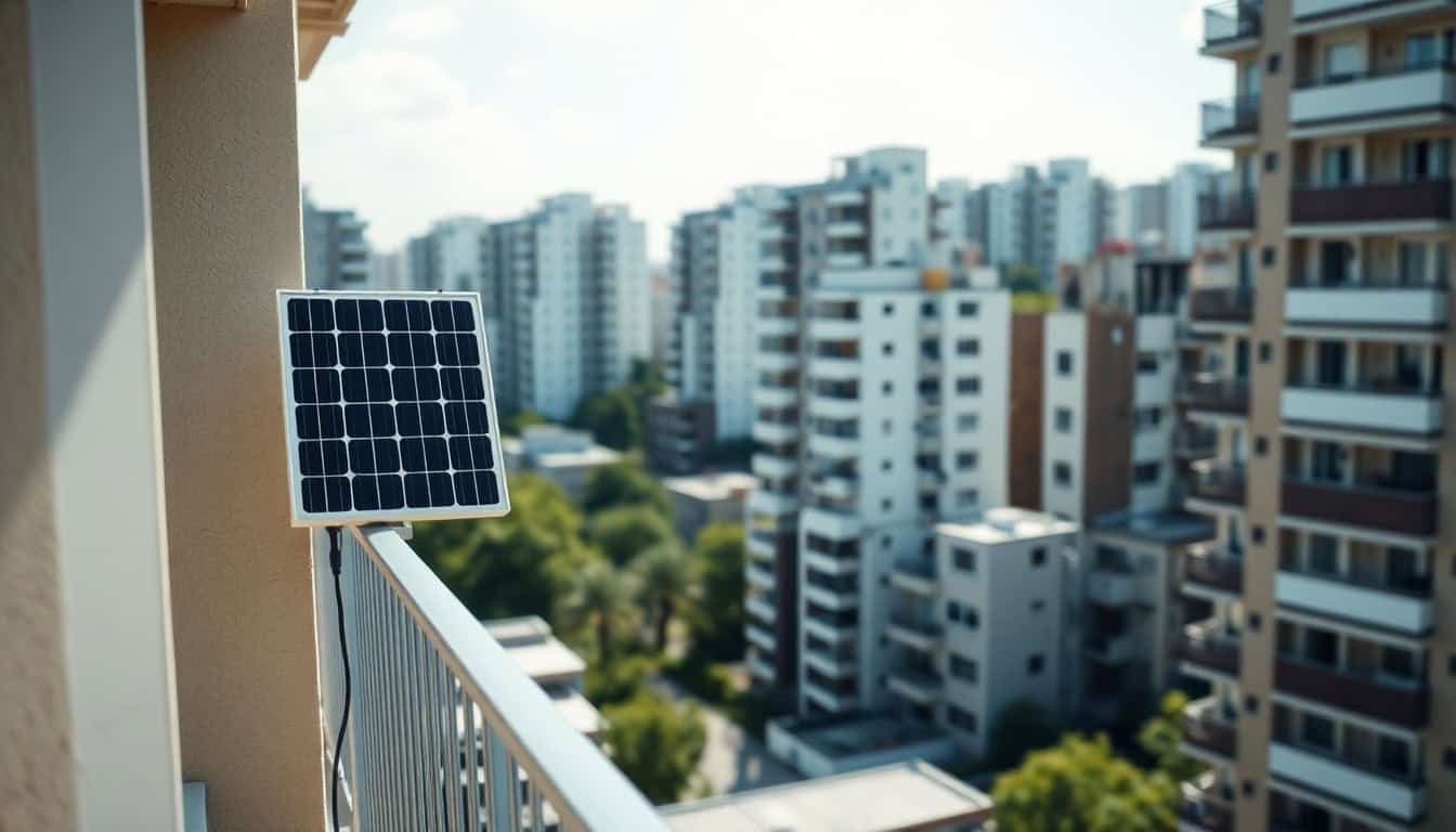 solar panels for renters — balcony plug-in solar panel on an apartment