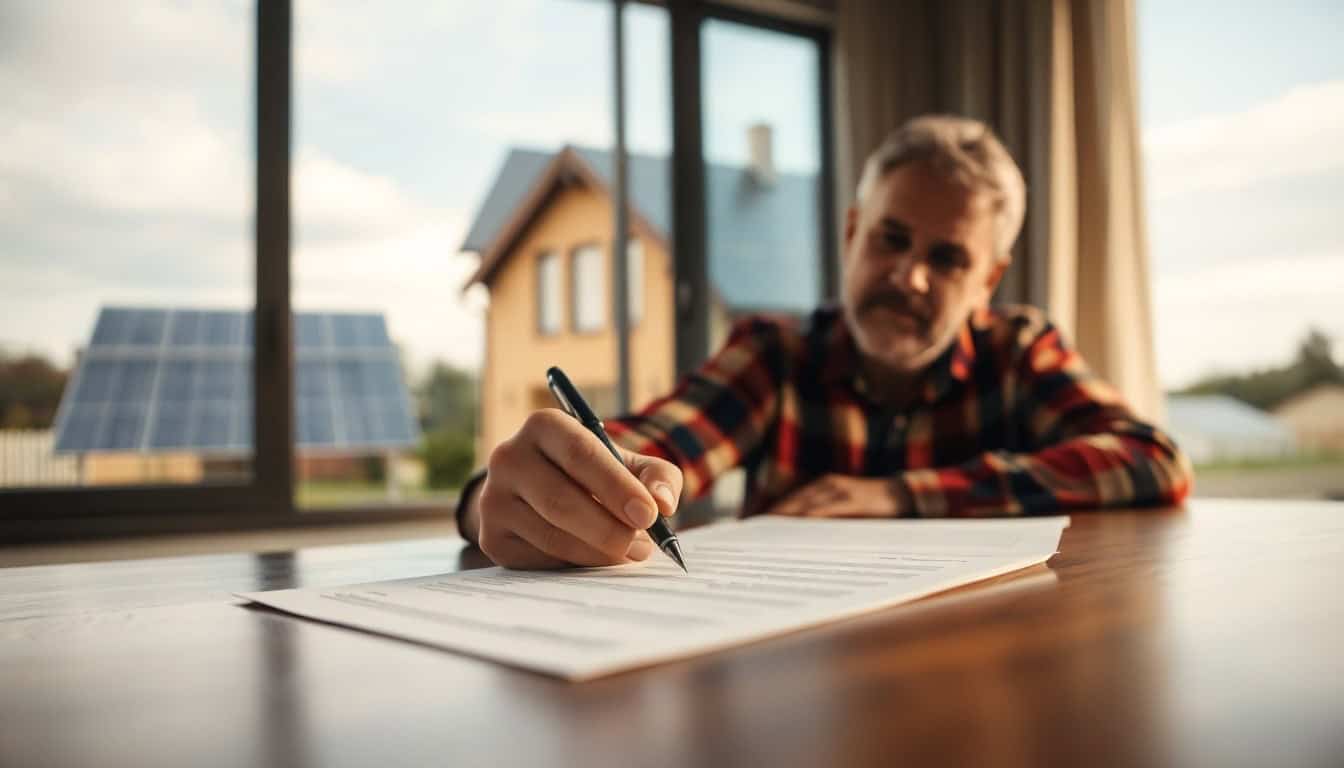 solar lease vs PPA — homeowner signing a solar agreement at a table